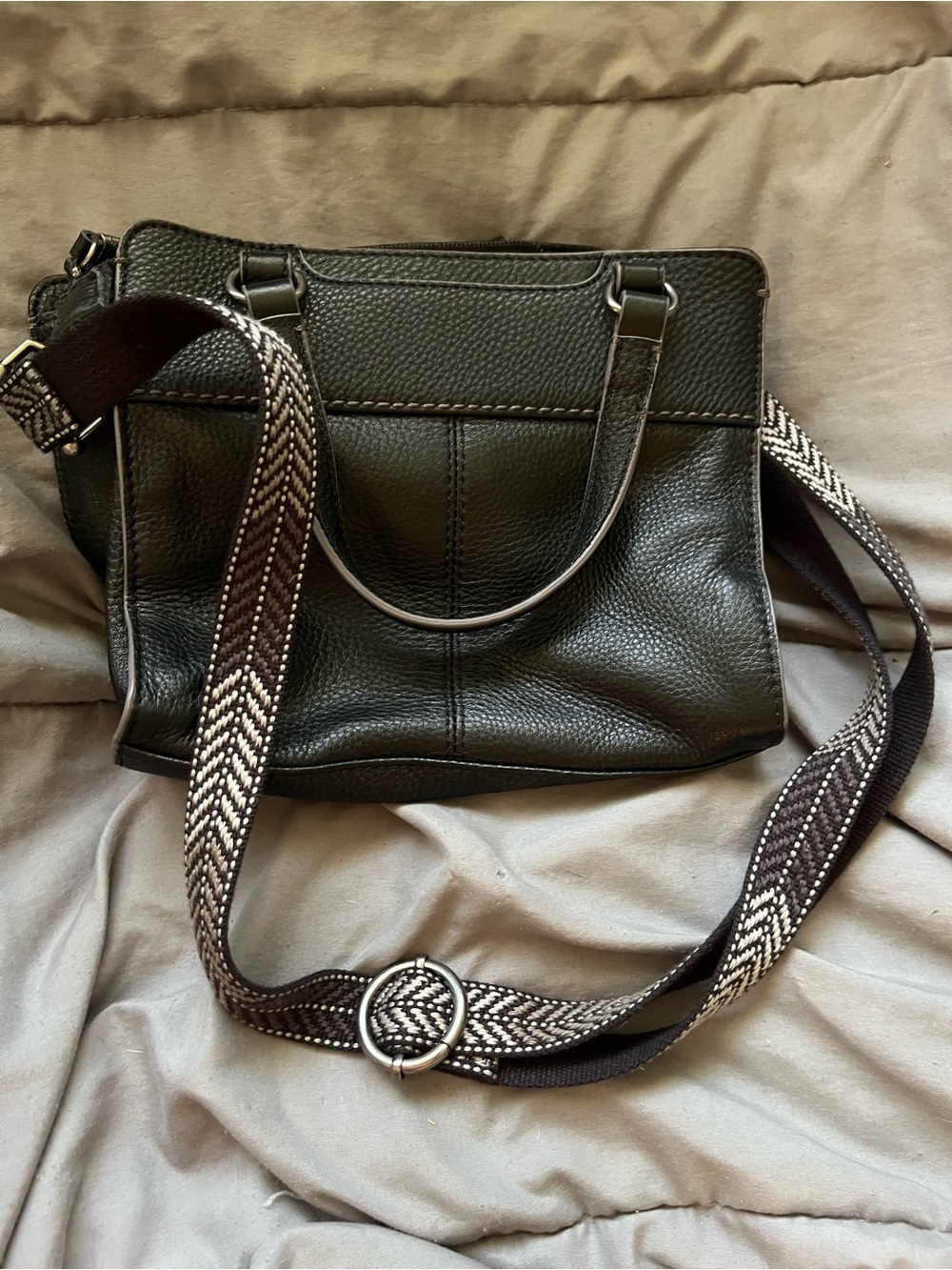 The Sak Black Leather Crossbody with Adjustable Strap